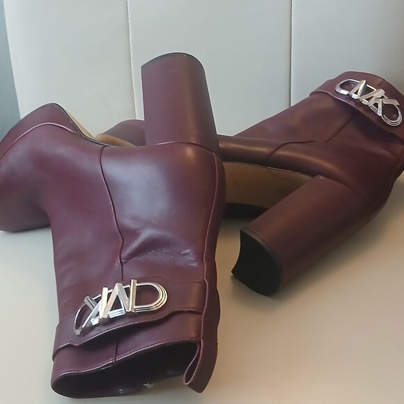 MICHAEL KORS burgundy leather ankle boots Size 8M - Picture 8 of 11